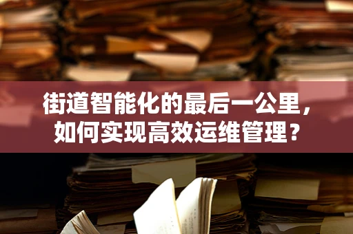街道智能化的最后一公里，如何实现高效运维管理？
