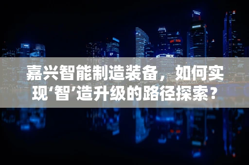 嘉兴智能制造装备，如何实现‘智’造升级的路径探索？
