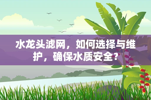 水龙头滤网，如何选择与维护，确保水质安全？