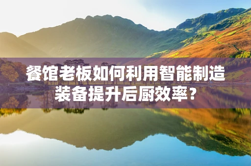 餐馆老板如何利用智能制造装备提升后厨效率？