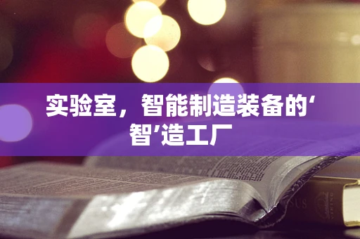实验室，智能制造装备的‘智’造工厂
