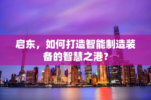 启东，如何打造智能制造装备的智慧之港？