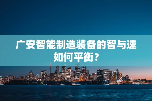 广安智能制造装备的智与速如何平衡？