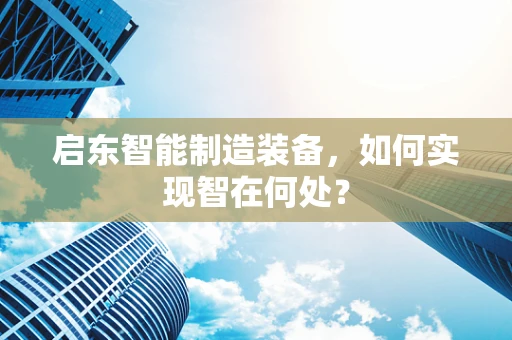 启东智能制造装备，如何实现智在何处？